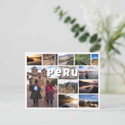 Peru souvenir fotocollage briefkaart (Staand voorkant)