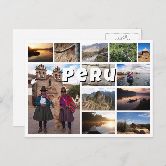 Peru souvenir fotocollage briefkaart (Voorkant / Achterkant)