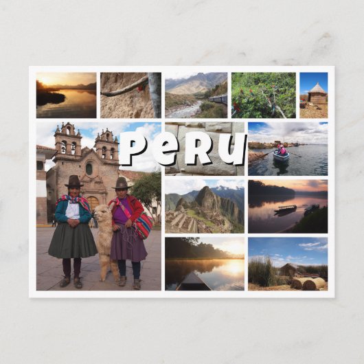 Peru souvenir fotocollage briefkaart (Voorkant)