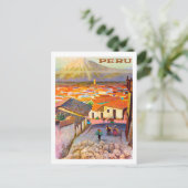 Peru, stadsdaken onder de berg,  briefkaart (Staand voorkant)