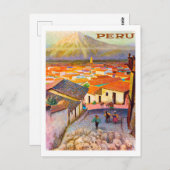 Peru, stadsdaken onder de berg,  briefkaart (Voorkant / Achterkant)
