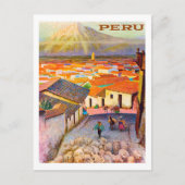 Peru, stadsdaken onder de berg,  briefkaart (Voorkant)