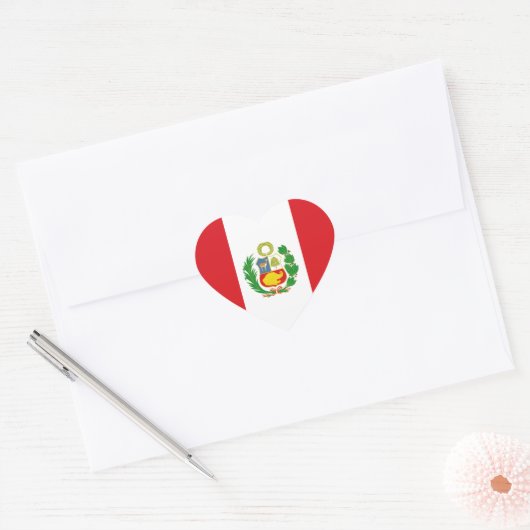 Peru State Flag Hart Sticker (Envelop)