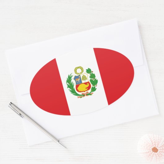 Peru State Flag Oval Sticker (Envelop)