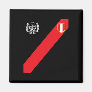 Peru T-shirt Peruviaanse Vlag Escudo Retro Voetbal Magneet