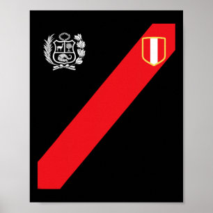 Peru T-shirt Peruviaanse Vlag Escudo Retro Voetbal Poster