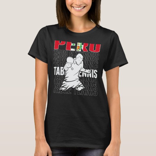 Peru Table Tennis Support Peruvian Ping Pong Tea T-shirt (Voorkant)