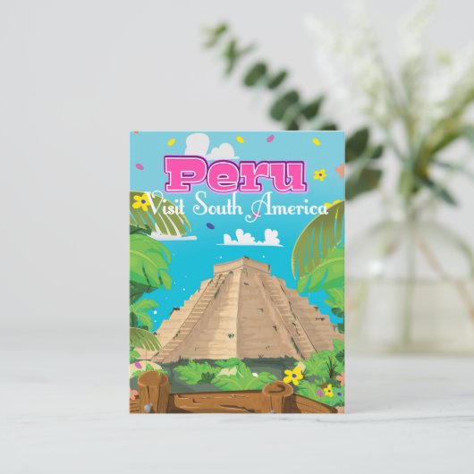 Peru Travel poster art. Briefkaart (Staand voorkant)