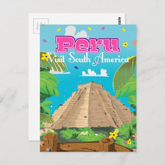 Peru Travel poster art. Briefkaart (Voorkant / Achterkant)