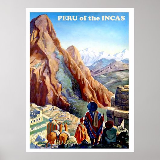 Peru van de Inca's, bergen, vintage reis Poster (Voorkant)