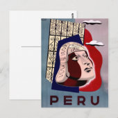 Peru Vintage Travel Poster teruggezet Briefkaart (Voorkant / Achterkant)