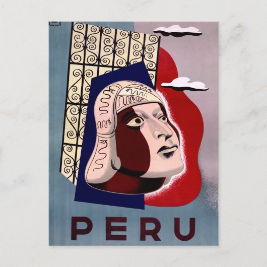 Peru Vintage Travel Poster teruggezet Briefkaart (Voorkant)