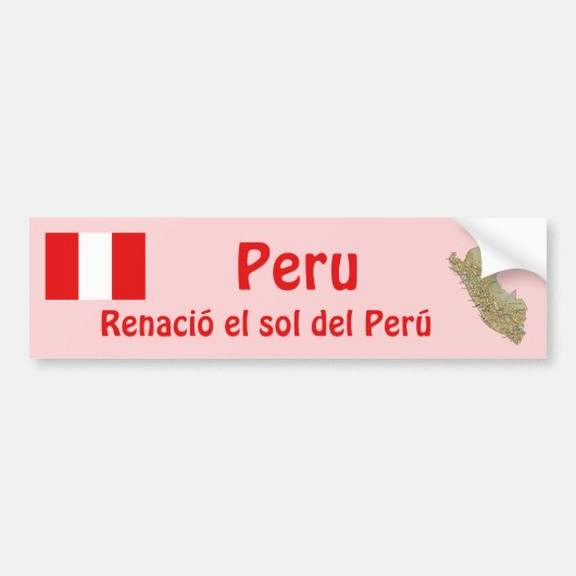 Peru Vlag en Landkaart Bumpersticker (Voorkant)