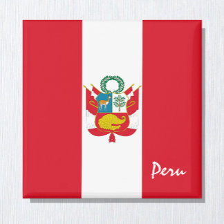 Peru vlag en Zuid-Amerika vakantie- en sportfans M Magneet