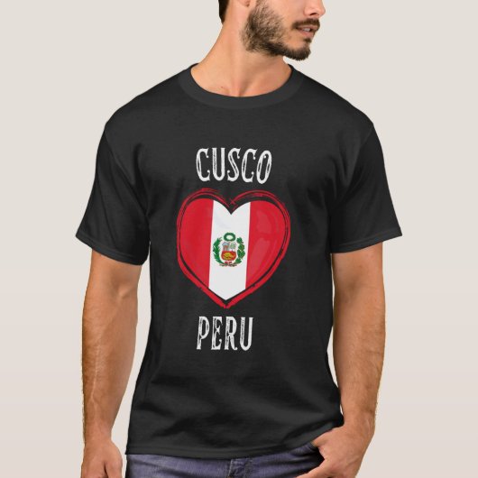 Peru Vlag Hart Cusco Stad T-shirt (Voorkant)