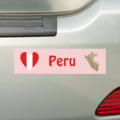 Peru Vlag Hart + Landkaart Bumpersticker (Op auto)