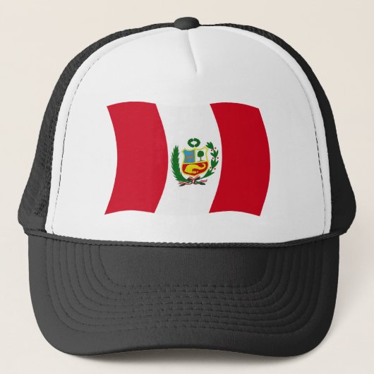Peru Vlag Hoed Trucker Pet (Voorkant)