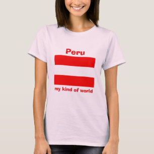 Peru Vlag + Kaart + Tekst T-Shirt