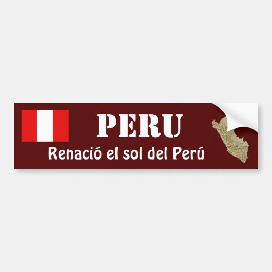Peru Vlag + Landkaart Bumpersticker (Voorkant)