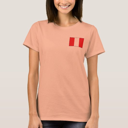 Peru Vlag + Landkaart T-Shirt (Voorkant)