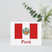 Peru vlag met naam in het Spaans Briefkaart (Staand voorkant)