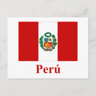 Peru vlag met naam in het Spaans Briefkaart