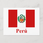 Peru vlag met naam in het Spaans Briefkaart (Voorkant)