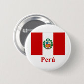 Peru vlag met naam in het Spaans Ronde Button 5,7 Cm (Voorkant /achterkant)