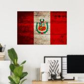 Peru-vlag op oude houten korrels poster (Thuiskantoor)