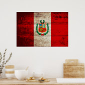 Peru-vlag op oude houten korrels poster (Keuken)