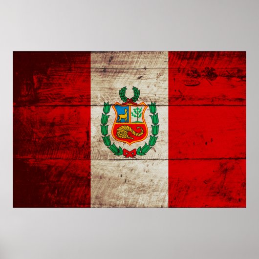 Peru-vlag op oude houten korrels poster (Voorkant)