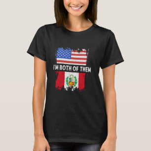 Peru Vlag USA Amerika Ik Ben Allebei Peruaans Pr T-shirt