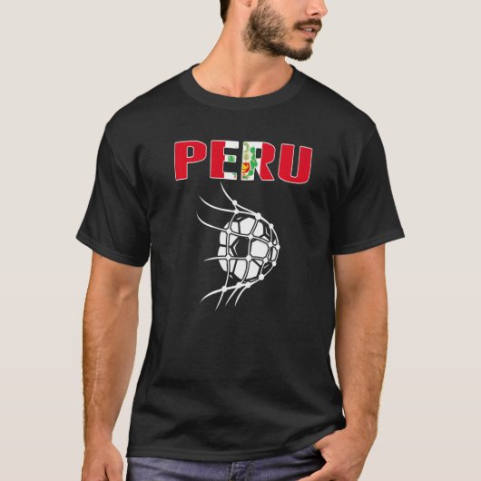 Peru Voetbal in nettodoelstelling steun Peruaanse  T-shirt (Voorkant)