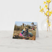 Peru Vrouw Naaien Borduurwerk Kaart (Gele Bloem)