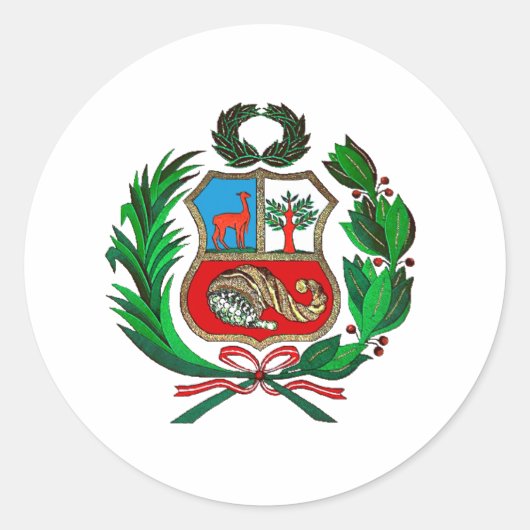 Peru wapen ronde sticker (Voorkant)