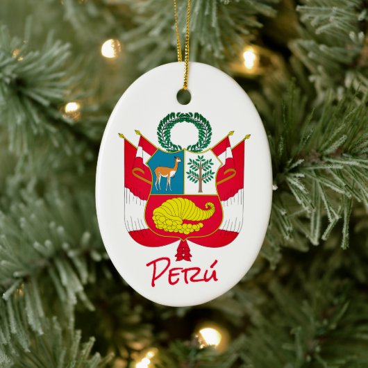 Peru-wapenschild Keramisch Ornament (Boom)