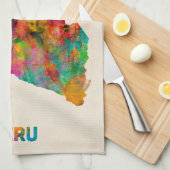 Peru Waterverf Map Theedoek (Quarter Fold)