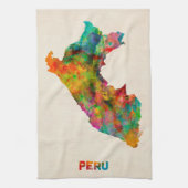 Peru Waterverf Map Theedoek (Verticaal)