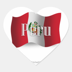 Peru Waving Flag Hart Sticker