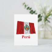 Peru Waving Flag met naam in het Spaans Briefkaart (Staand voorkant)
