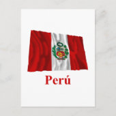Peru Waving Flag met naam in het Spaans Briefkaart (Voorkant)