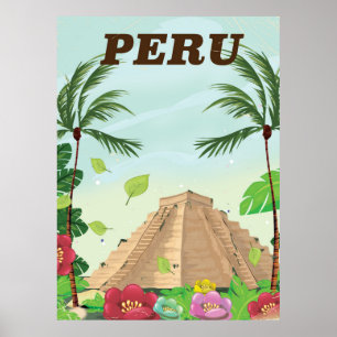 Peru Zuid-Amerika vintage cartoonaffiche voor reiz Poster