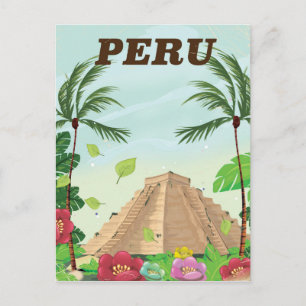 Peru Zuid-Amerika vintage cartoonaffiches voor rei Briefkaart