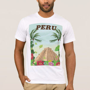 Peru Zuid-Amerika vintage cartoonaffiches voor rei T-shirt