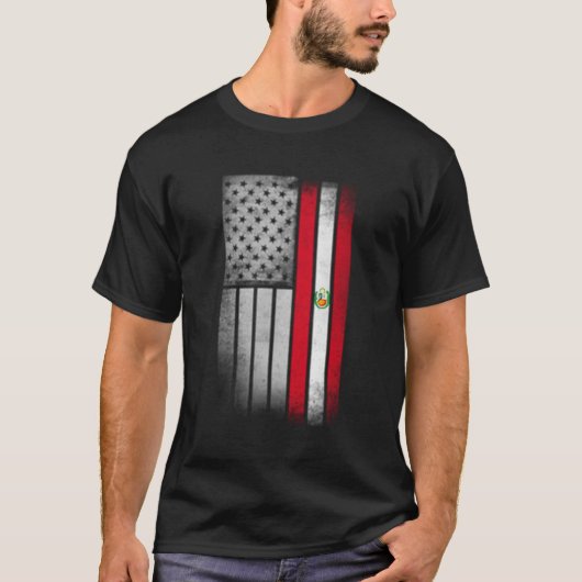 Peruaanse Amerikaanse vlag Peruaanse vlag T-shirt (Voorkant)