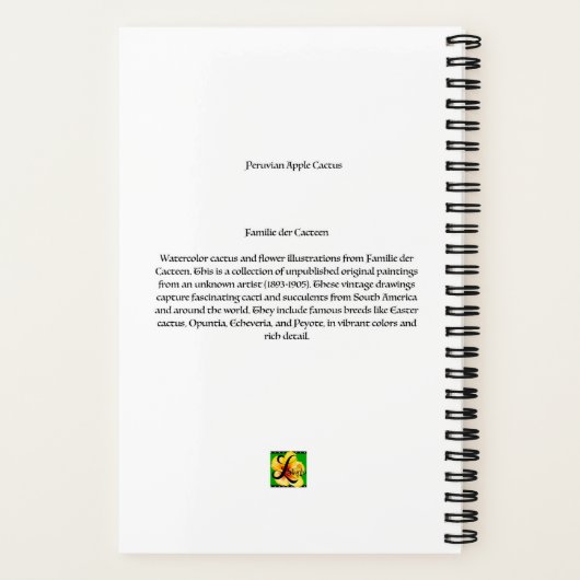 Peruaanse appel Cactus Notitieboek -  Botanisch (Achterkant)