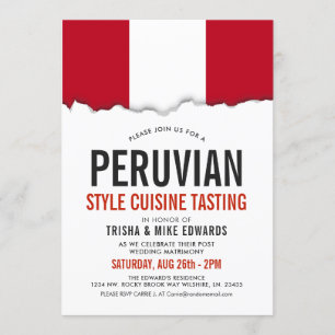 Peruaanse Cuisine Flag White Invite Kaart