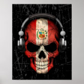 Peruaanse dj schedel met hoofdtelefoon poster (Voorkant)