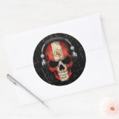 Peruaanse dj schedel met hoofdtelefoon ronde sticker (Envelop)