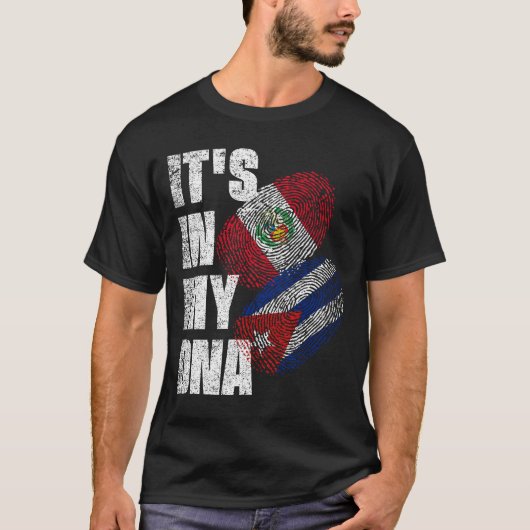 Peruaanse en Cubaanse Mix DNA-vlag T-shirt (Voorkant)